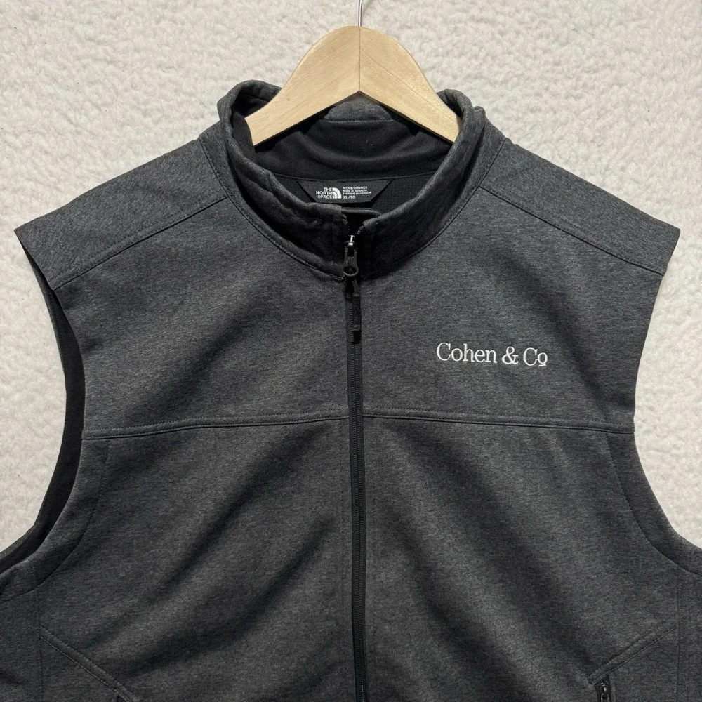 The North Face Mens Sz XL‎ Gray Puffer Vest Full Zip Pockets Corp Logo